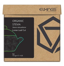 Elixings Organic Stevia Rebuadiana Loose Leaf Cut  Box  114 grams